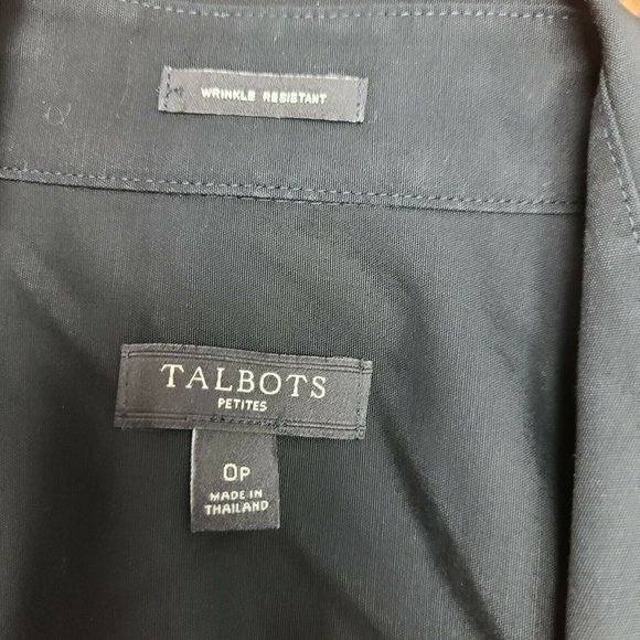 TALBOTS Solid All Black Sleeveless Button Front Collared Top Womens 0P 0 Petites - Picture 2 of 4